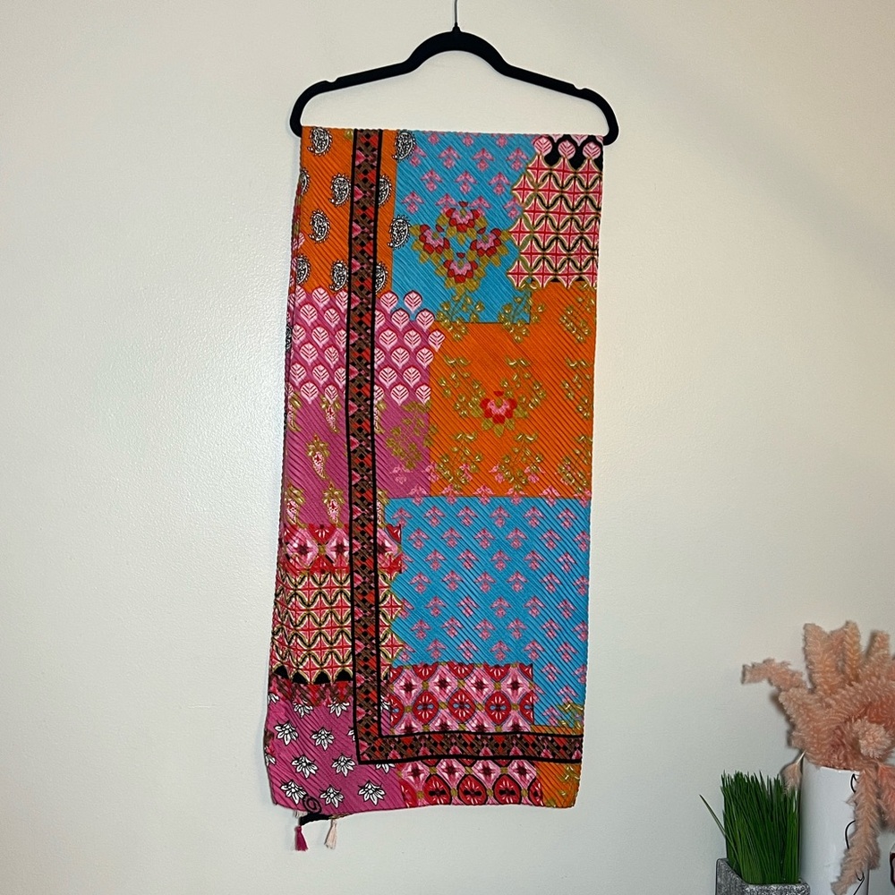 Desigual Multi Color Patchwork Pleated Foulard Sc… - image 5